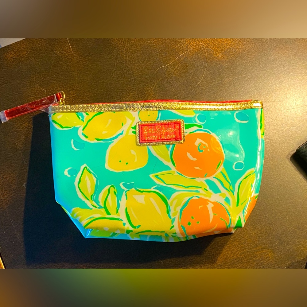 SALE 5/$25! Lily Pulitzer for Estée Lauder makeup bag,glossy neon citrus pattern